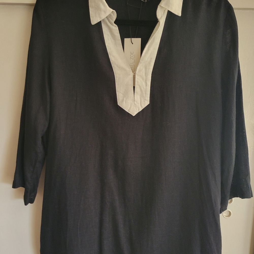 Rachel Zoe Black and Cream Collar Coverup Dress